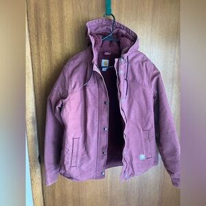 Carhartt Women’s Small Dusty Rose Pink Jacket Hooded Sherpa Lining Style# 14806